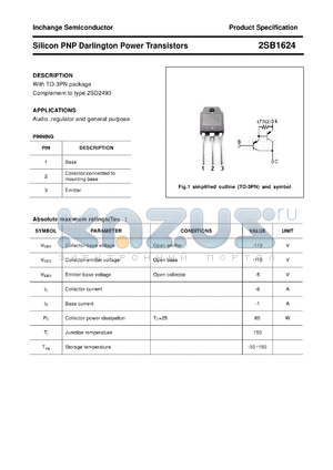 2SB1624 datasheet - Silicon PNP Darlington Power Transistors