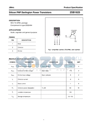 2SB1625 datasheet - Silicon PNP Darlington Power Transistors