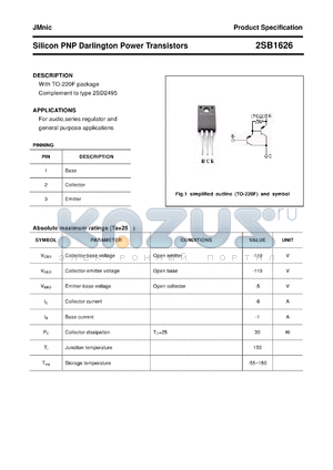 2SB1626 datasheet - Silicon PNP Darlington Power Transistors