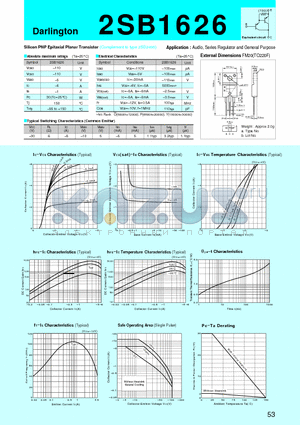 2SB1626 datasheet - Silicon PNP Epitaxial Planar Transistor(Audio, Series Regulator and General Purpose)
