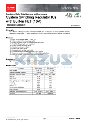 BD9739KN_10 datasheet - System Switching Regulator ICs with Built-in FET (10V)