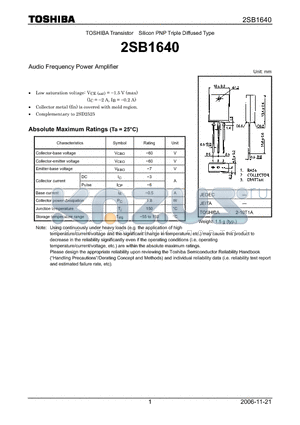 2SB1640_06 datasheet - Silicon PNP Triple Diffused Type