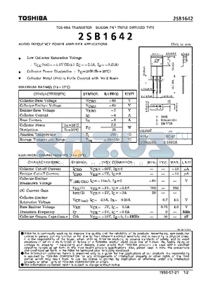 2SB1642 datasheet - TRANSISTOR (AUDIO FREQUENCY POWER AMPLIFIER APPLICATIONS)