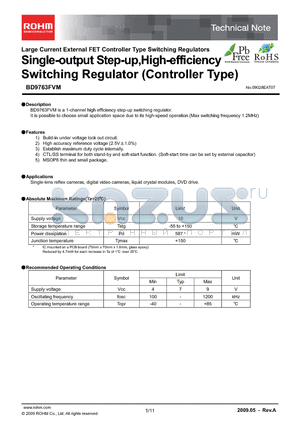 BD9763FVM datasheet - Single-output Step-up,High-efficiency Switching Regulator (Controller Type)