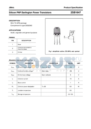 2SB1647 datasheet - Silicon NPN Power Transistors