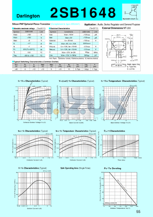 2SB1648 datasheet - Silicon PNP Epitaxial Planar Transistor(Audio, Series Regulator and General Purpose)