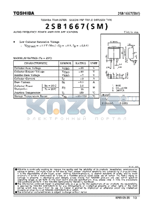 2SB1667 datasheet - TRANSISTOR (AUDIO FREQUENCY POWER AMPLIFIER APPLICATIONS)