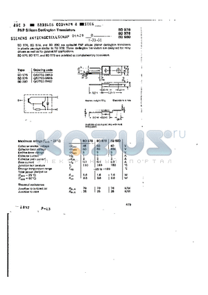 BD980 datasheet - PNP SILICON DARLINGTON TRANSISTORS