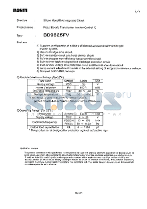 BD9825FV datasheet - Piezo Electric Transformer Inverter Control IC