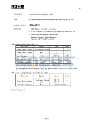 BD9833KV datasheet - Silicon Monolithic Integrated Circuit