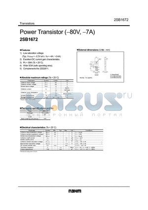 2SB1672 datasheet - Power Transistor (-80V, -7A)