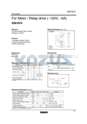 2SB1674 datasheet - For Motor / Relay drive (-120V, -6A)