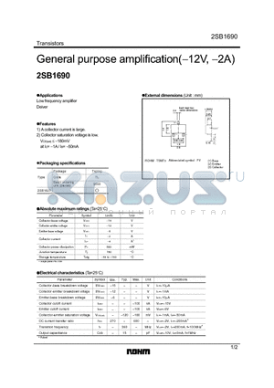 2SB1690 datasheet - General purpose amplification(-12V, -2A)