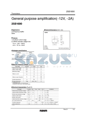 2SB1690 datasheet - General purpose amplification(−12V, −2A)