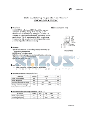 BD9851EFV datasheet - 2ch switching regulator controller