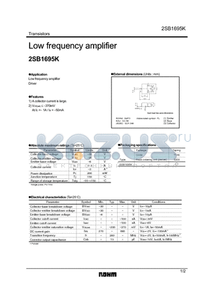 2SB1695K datasheet - Low frequency amplifier