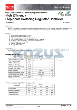 BD9775FV-E2 datasheet - High Efficiency Step-down Switching Regulator Controller