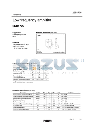 2SB1706 datasheet - Low frequency amplifier