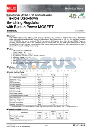 BD9876EFJ datasheet - Flexible Step-down Switching Regulator with Built-in Power MOSFET