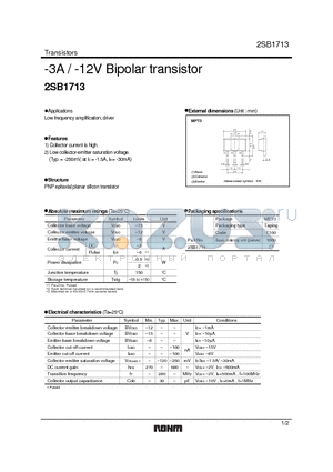 2SB1713 datasheet - -3A / -12V Bipolar transistor
