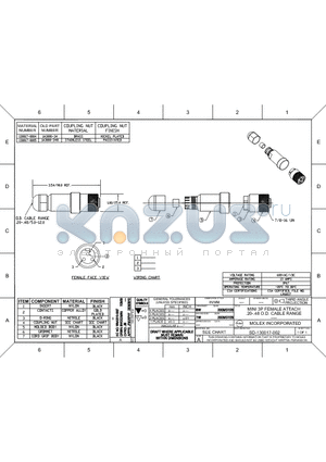 130017-0004 datasheet - MINI 3P FEMALE ATTACH .20-.48 O.D. CABLE RANGE