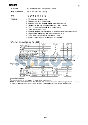 BD9887FS datasheet - DC-AC Inverter Control IC