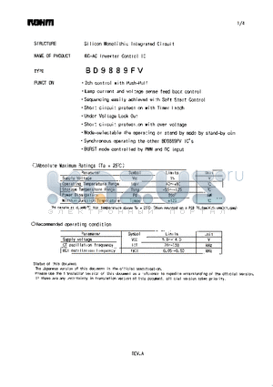 BD9889FV datasheet - DC-AC Inverter Control IC