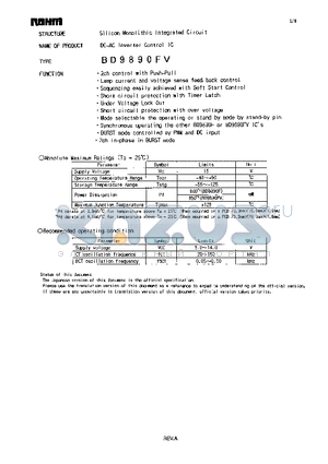 BD9890FV datasheet - DC-AC Inverter Control IC