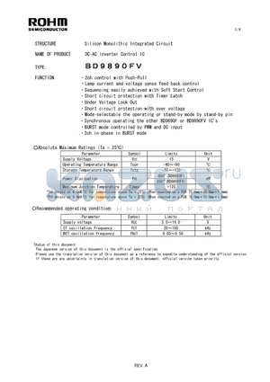BD9890FV datasheet - Silicon Monolithic Integrated Circuit