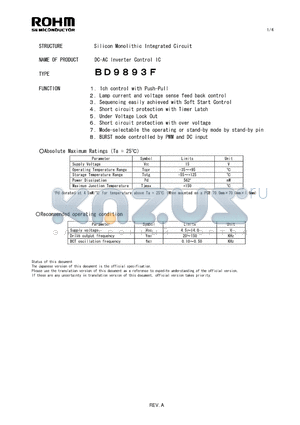 BD9893F datasheet - Silicon Monolithic Integrated Circuit
