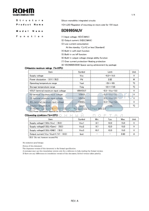 BD9995NUV datasheet - Silicon monolithic integrated circuits