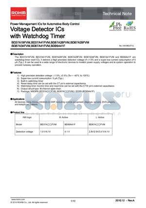 BD99A41F datasheet - Voltage Detector ICs with Watchdog Timer