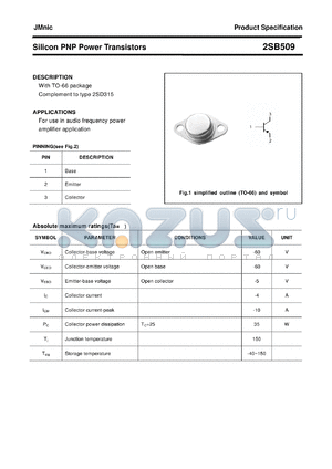 2SB509 datasheet - Silicon PNP Power Transistors