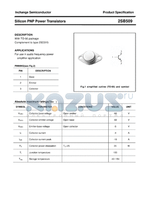 2SB509 datasheet - Silicon PNP Power Transistors