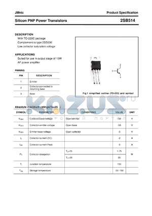 2SB514 datasheet - Silicon PNP Power Transistors