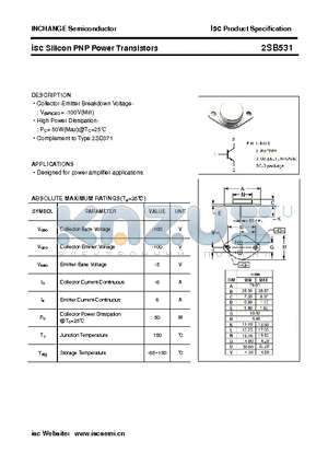 2SB531 datasheet - isc Silicon PNP Power Transistors