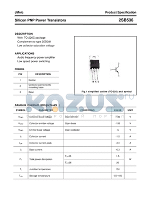 2SB536 datasheet - Silicon PNP Power Transistors