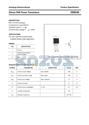 2SB546 datasheet - Silicon PNP Power Transistors