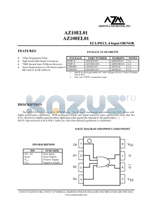 AZ100EL01 datasheet - ECL/PECL 4-Input OR/NOR