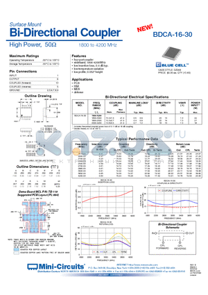 BDCA-16-30 datasheet - Bi-Directional Coupler