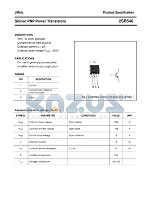 2SB546 datasheet - Silicon PNP Power Transistors