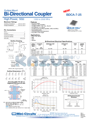 BDCA-7-25 datasheet - Surface Mount Bi-Directional Coupler
