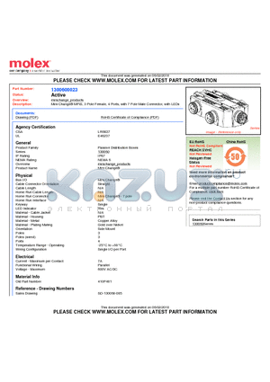 1300600023 datasheet - Mini-Change MPIS, 3 Pole Female, 4 Ports, with 7 Pole Male Connector, with LEDs