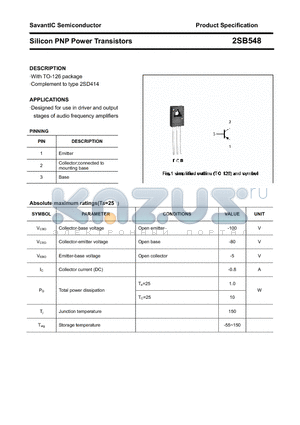 2SB548 datasheet - Silicon PNP Power Transistors