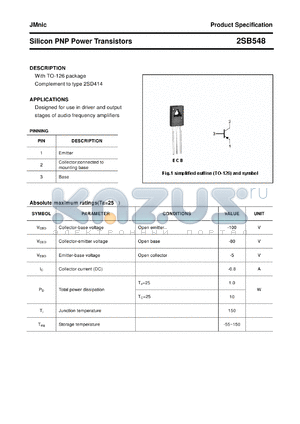 2SB548 datasheet - Silicon PNP Power Transistors