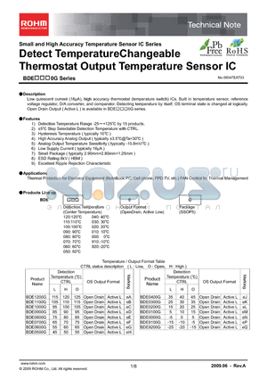 BDE0000G datasheet - Detect TemperatureChangeable Thermostat Output Temperature Sensor IC