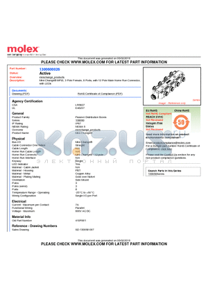 1300600026 datasheet - Mini-Change MPIS, 3 Pole Female, 8 Ports, with 12 Pole Male Home Run Connector, with LEDs
