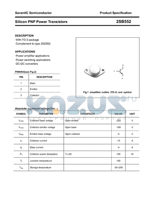 2SB552 datasheet - Silicon PNP Power Transistors