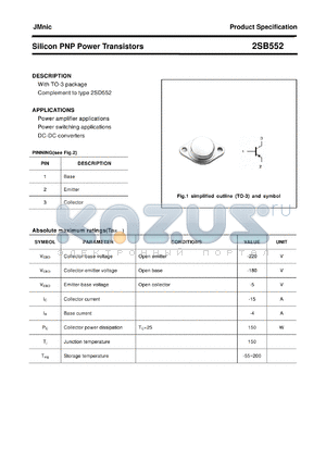 2SB552 datasheet - Silicon PNP Power Transistors