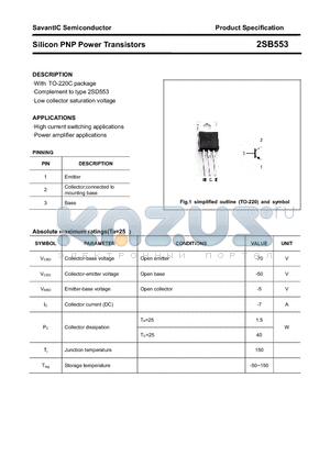 2SB553 datasheet - Silicon PNP Power Transistors